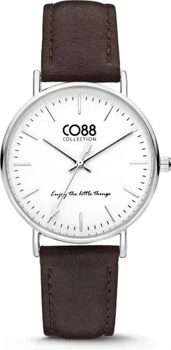 CO88 Collection Watches 8CW 10004 Horloge - Leren Band - Ø 36 mm - Donker Bruin