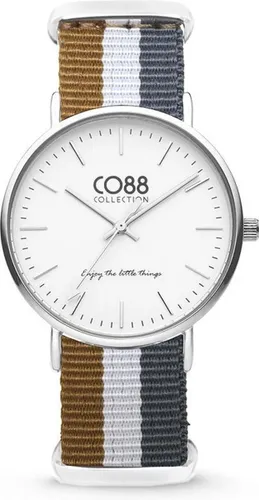 CO88 Collection Watches 8CW 10031 Horloge - Nato Band - Ø 36 mm - Bruin / Wit / Grijs