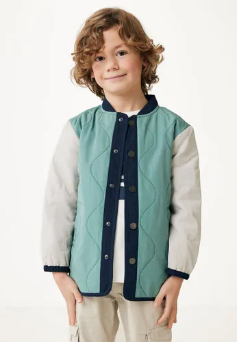 Colorblock Jacket With Padding Jongens - Greenish Blauw