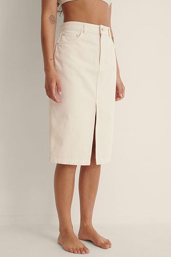 Colored Denim Front Slit Skirt-light Beige Light Beige