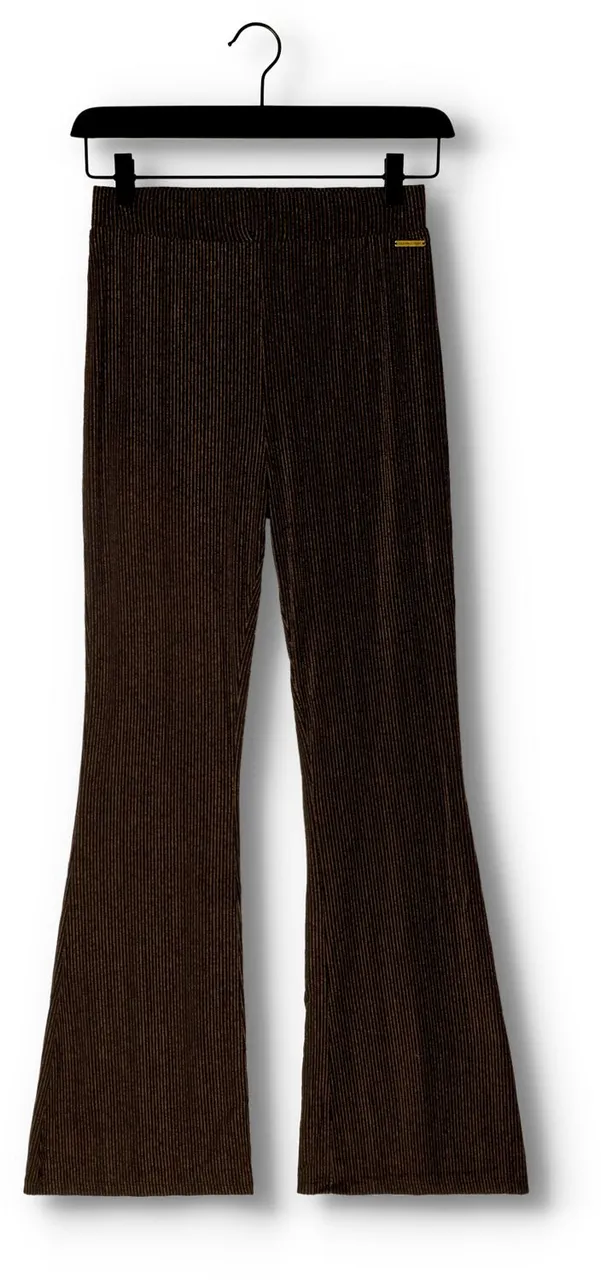 COLOURFUL REBEL Dames Broeken Jolie Metallic Stripe Flare Pants - Zwart