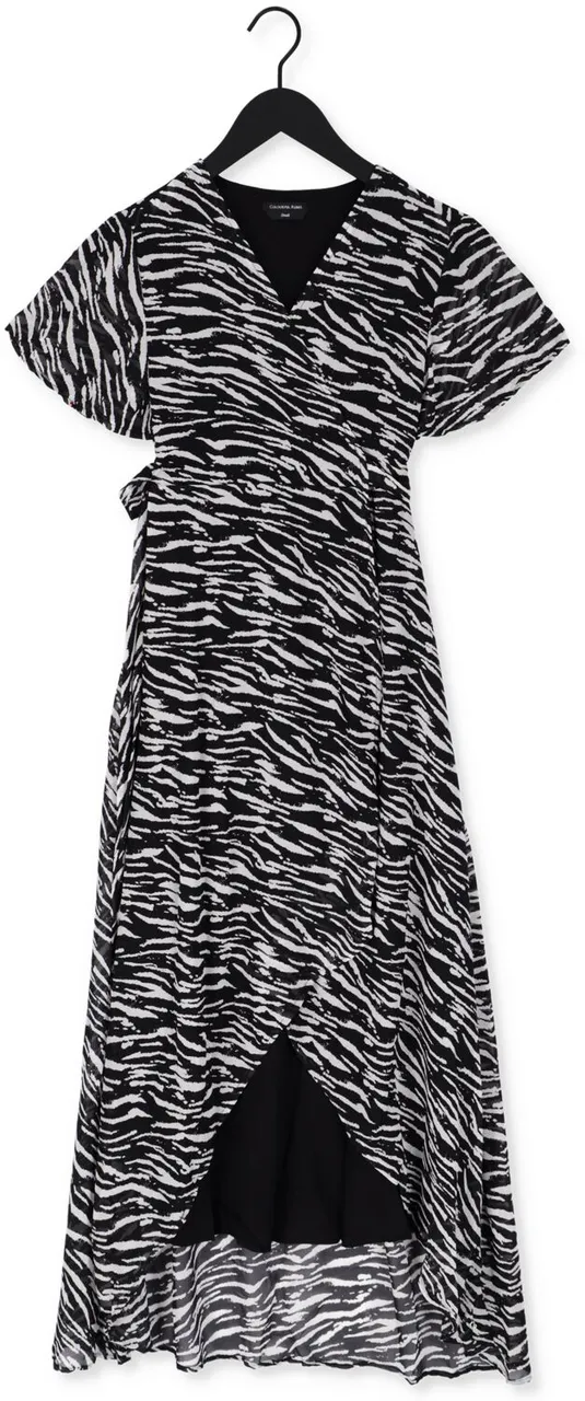 COLOURFUL REBEL Dames Kleedjes Felin Zebra Maxi Wrap Dress - Zwart