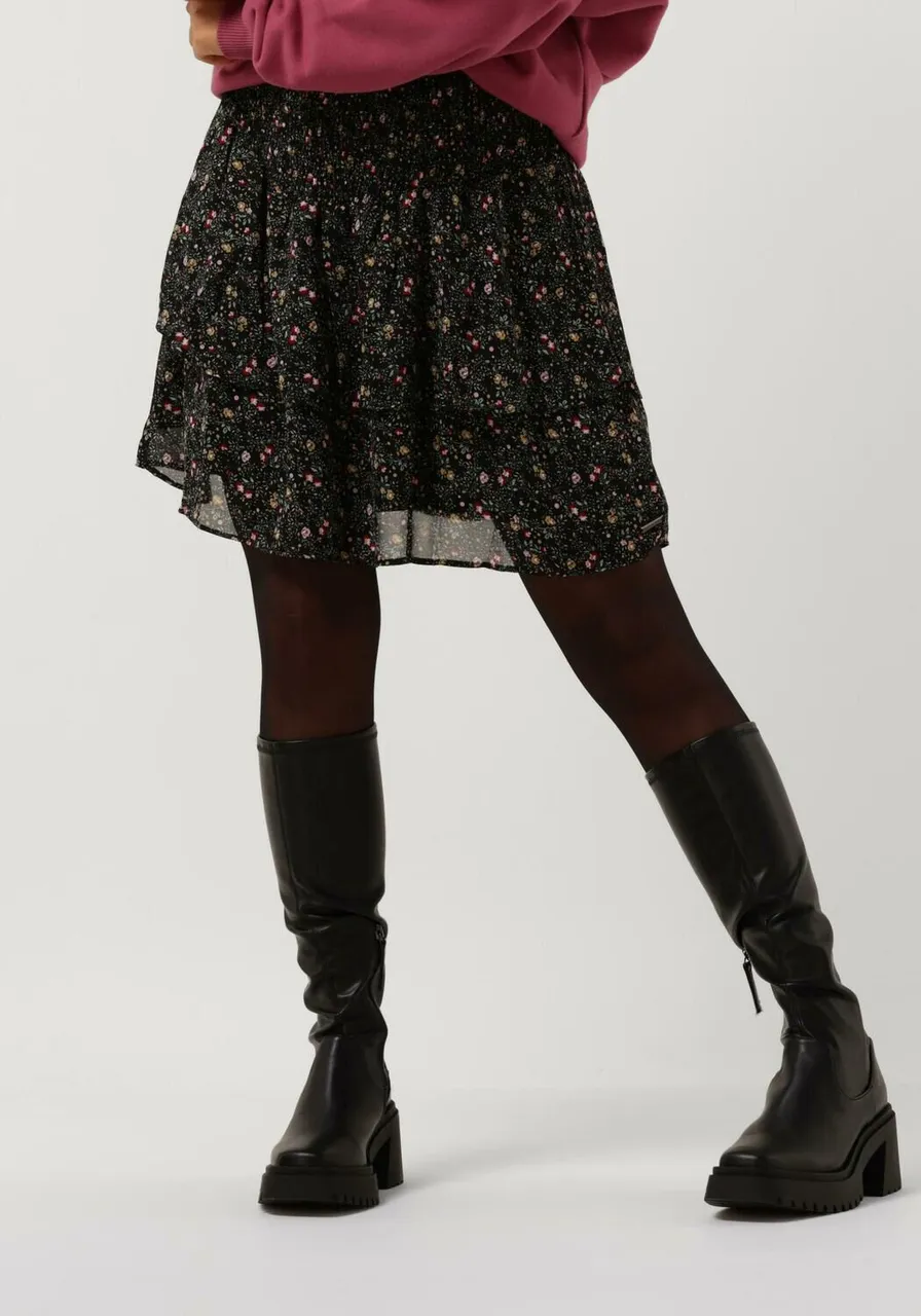 COLOURFUL REBEL Dames Rokken Noela Mini Flower Mini Layer Skirt - Donkergroen