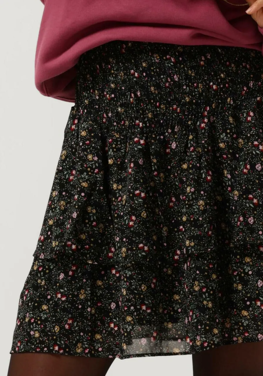 COLOURFUL REBEL Dames Rokken Noela Mini Flower Mini Layer Skirt - Donkergroen