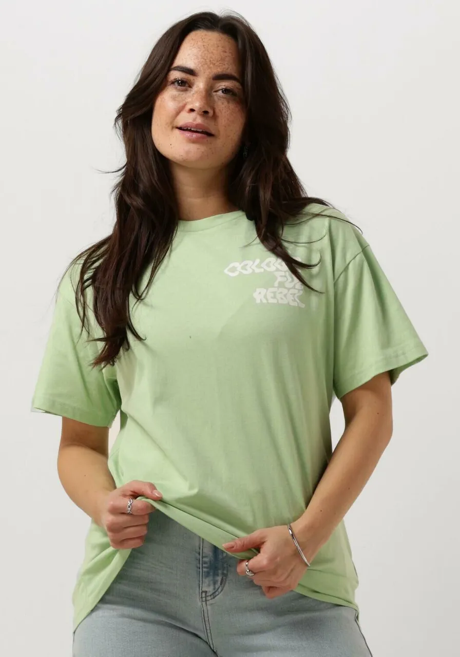 COLOURFUL REBEL Dames Tops & T-shirts Logo Wave Loosefit Tee - Mint