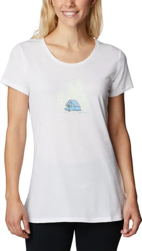 Columbia Daisy Days T Shirt Dames met Print - Outdoorshirt met Korte Mouwen - Zweetafvoerende Stof - Wit