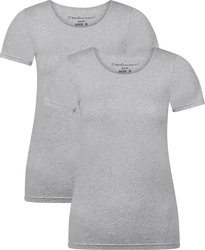 Comfortabel & Zijdezacht Bamboo Basics Kate - Bamboe T-shirts (Multipack 2 stuks) Dames - Korte Mouwen - Licht Grijs - S