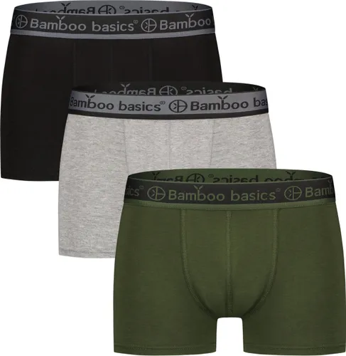Comfortabel & Zijdezacht Bamboo Basics Liam - Bamboe Boxershorts Heren (Multipack 3 stuks) - Onderbroek - Ondergoed - Zwart, Army & Grijs - L