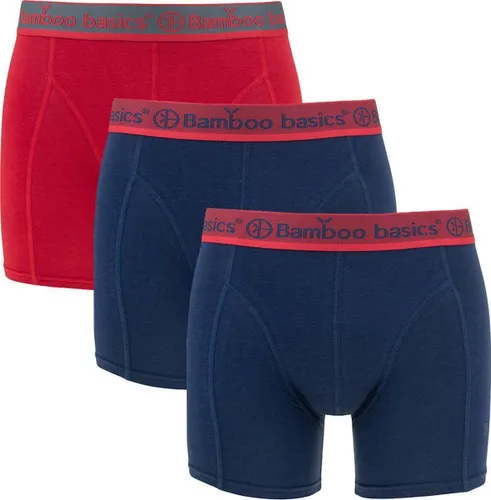 Comfortabel & Zijdezacht Bamboo Basics Rico - Bamboe Boxershorts Heren (Multipack 3 stuks) - Onderbroek - Ondergoed - Rood & Navy - XXL