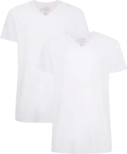 Comfortabel & Zijdezacht Bamboo Basics Vinn - Bamboe T-shirts (Multipack 2 stuks) Heren - Korte Mouwen - Slim Fit - Wit - M