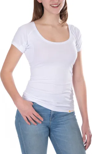 ConfidenceForAll® Dames Premium Anti Zweet Shirt met Ingenaaide Okselpads - Zijdezacht Modal en Verkoelend Katoen
