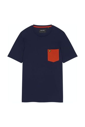 Contrast Pocket T Shirt Navy/ Burnt Orange