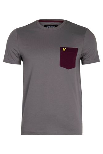 Contrast Pocket T Shirt Urban Grey/burgundy