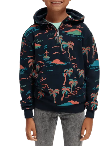 Cotton In Conversion relaxed-fit all-over printed hoodie - Maat 8 - Multicolor - Jongen - Trui - Scotch & Soda