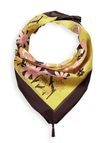 Cotton square bandana scarf with tassels - Multicolor - Vrouw - Sjaal - Scotch & Soda