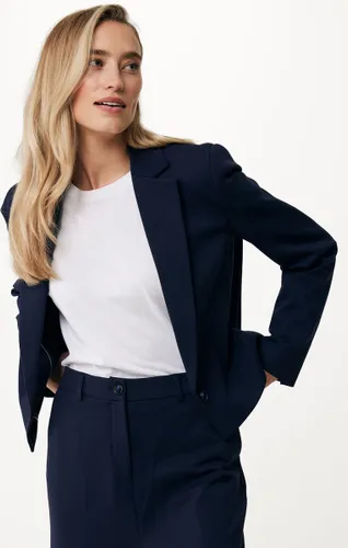 Cropped Single Breasted Blazer Dames - Navy