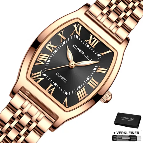 CRRJU® - Horloge Dames - Cadeau voor Vrouw - 27 mm - Rosé Zwart