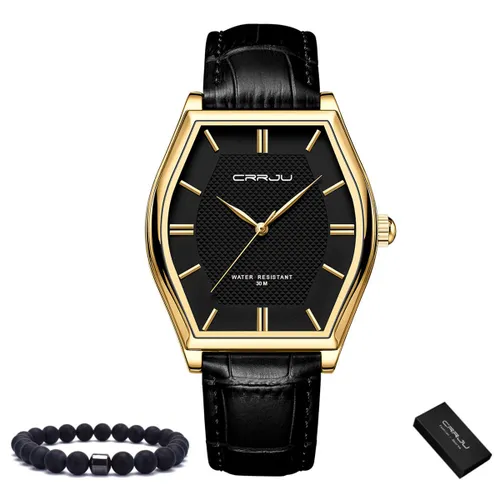 CRRJU - Horloge Heren - Cadeau voor Man - 40 mm - Zwart Goud
