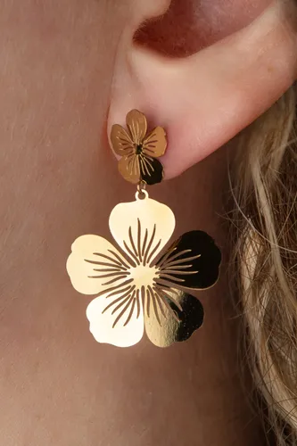 Cut Out Flower oorbellen in goud