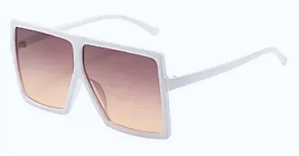 DAEBAK Zwarte vierkante vintage vrouwen zonnebrillen - Grote zonnebril in vierkant vorm licht roze glazen [Black / light pink] [Zwart / licht roze] Da