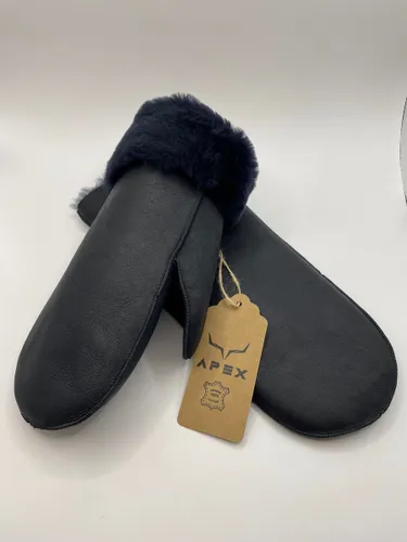 Dames en Heren Handschoenen - Leren Handschoenen - Premium kwaliteit %100 Schapenleer - Donker Blauw-Winter - Extra
