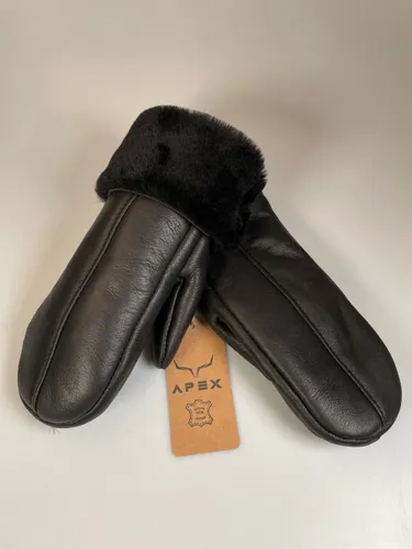Dames Handschoenen- Leren Handschoenen - Premium kwaliteit %100 Schapenleer - Winter - Extra warm -Zwart
