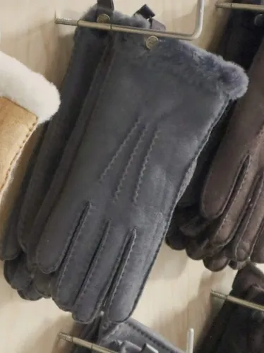 Dames handschoenen - M - Echt leder - Grijs - schapenvacht handschoenen - wollen handschoenen - Warme winter handschoenen