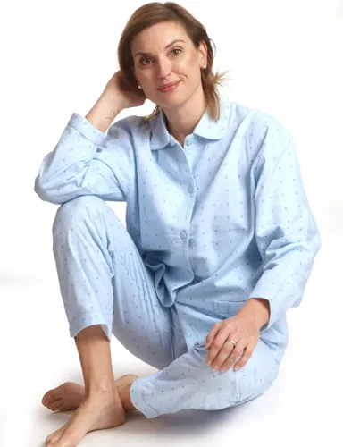 Dames Pyjama Flanel van Lunatex 641511 blue