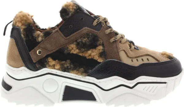 Dames Sneakers Dwrs Pluto Teddy Leopard Black/cogn Zwart