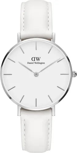 Daniel Wellington Petite Silver Bondi White DW00100190 - Horloge - 32mm - Leer - Zilver