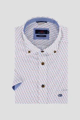 Dansaert Blue Wit hemd met fijne print - Regular fit