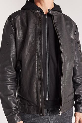 Dark Brown Leather Jacket With Detachable Facing