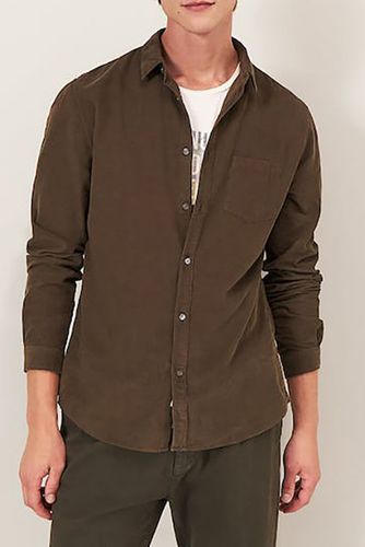 Dark Khaki Needlecord Slim Shirt