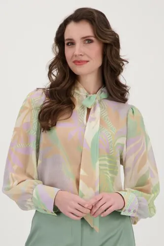 D'Auvry Fijne blouse met pastel bladerprint