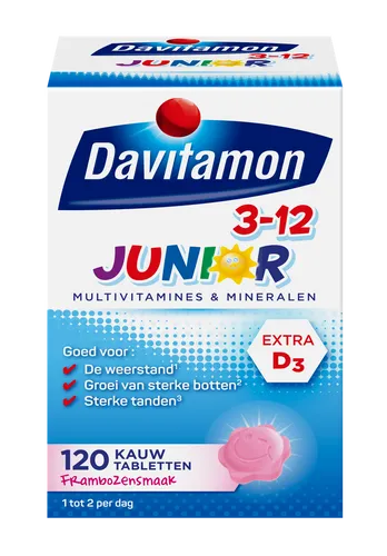 Davitamon Junior 3+ Kauw Vitamines Framboos