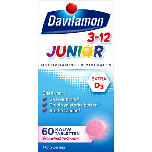 Davitamon Junior 3+ KauwVitamines Framboos 60st