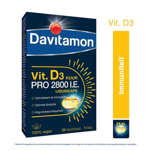 Davitamon Vitamine D3 Pro 2800 IU Vegan 24 Liquidcaps