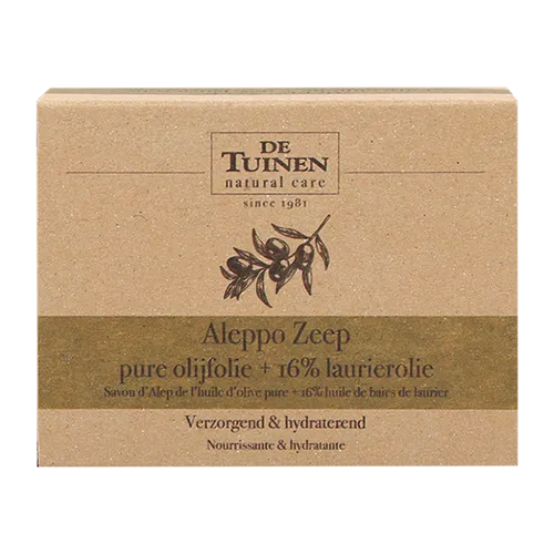 De Tuinen Aleppo Zeep pure olijfolie + 16% laurierolie - 150g