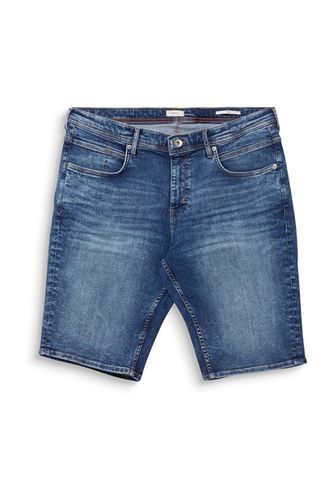 Denim Shorts With Whiskering Blue Medium Wash