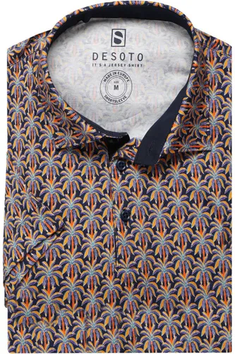 Desoto Casual Slim Fit Polo shirt Korte mouw blauw/oranje