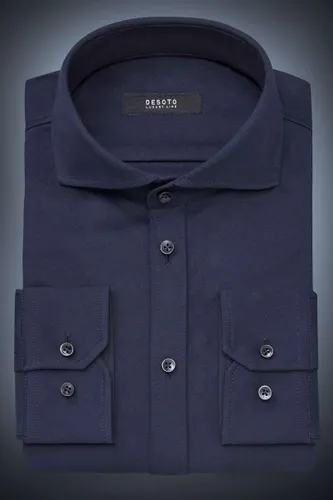 Desoto Luxury Slim Fit Jersey shirt donkerblauw, Effen