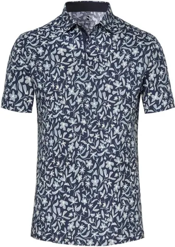 Desoto - Polo Kent Print Blauw - Slim-fit - Heren Poloshirt