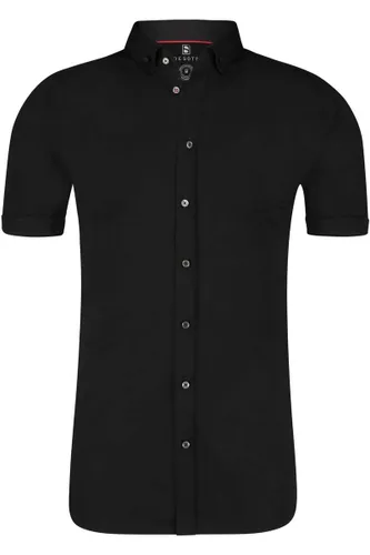 Desoto Slim Fit Jersey shirt zwart, Effen
