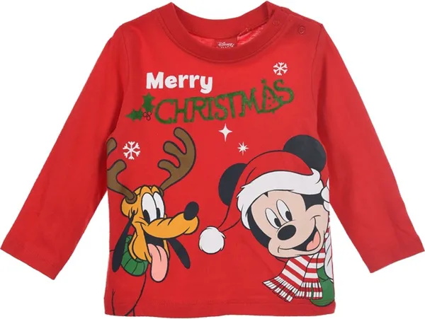 Disney - Mickey Mouse en Pluto  - baby/peuter - longsleeve - rood