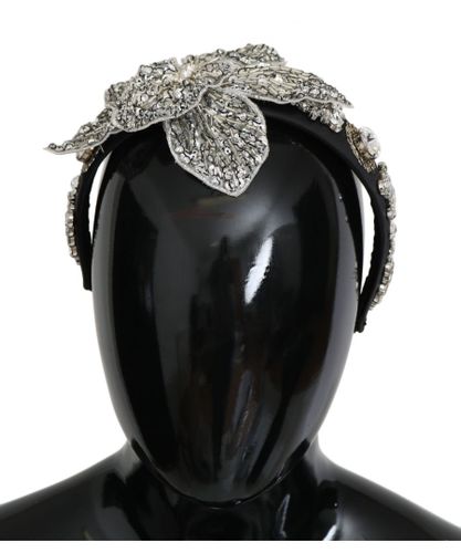 Dolce & Gabbana Vrouwen Zwart Kristal Zilver Diadeem Tiara Hoofdband