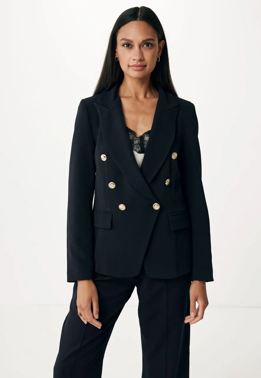 Double Breasted Blazer With Pockets Dames - Zwart