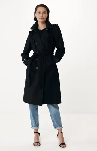 Double Breasted Cotton Trenchcoat Dames - Zwart