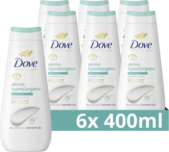 Dove Advanced Care Verzorgende Douchegel - Derma Hypo-Allergenic - bevat 24-uur vernieuwende MicroMoisture - 6 x 400 ml