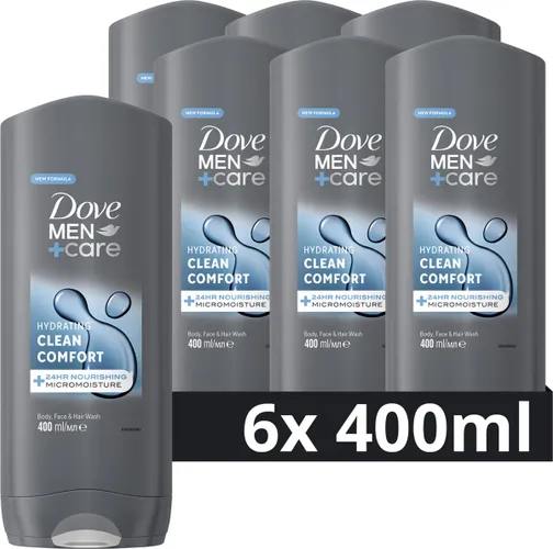 Dove Men+Care Clean Comfort 3-in-1 Douchegel - 6 x 400 ml - Voordeelverpakking