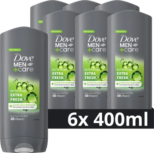 Dove Men+Care Extra Fresh 3-in-1 Douchegel - 6 x 400 ml - Voordeelverpakking